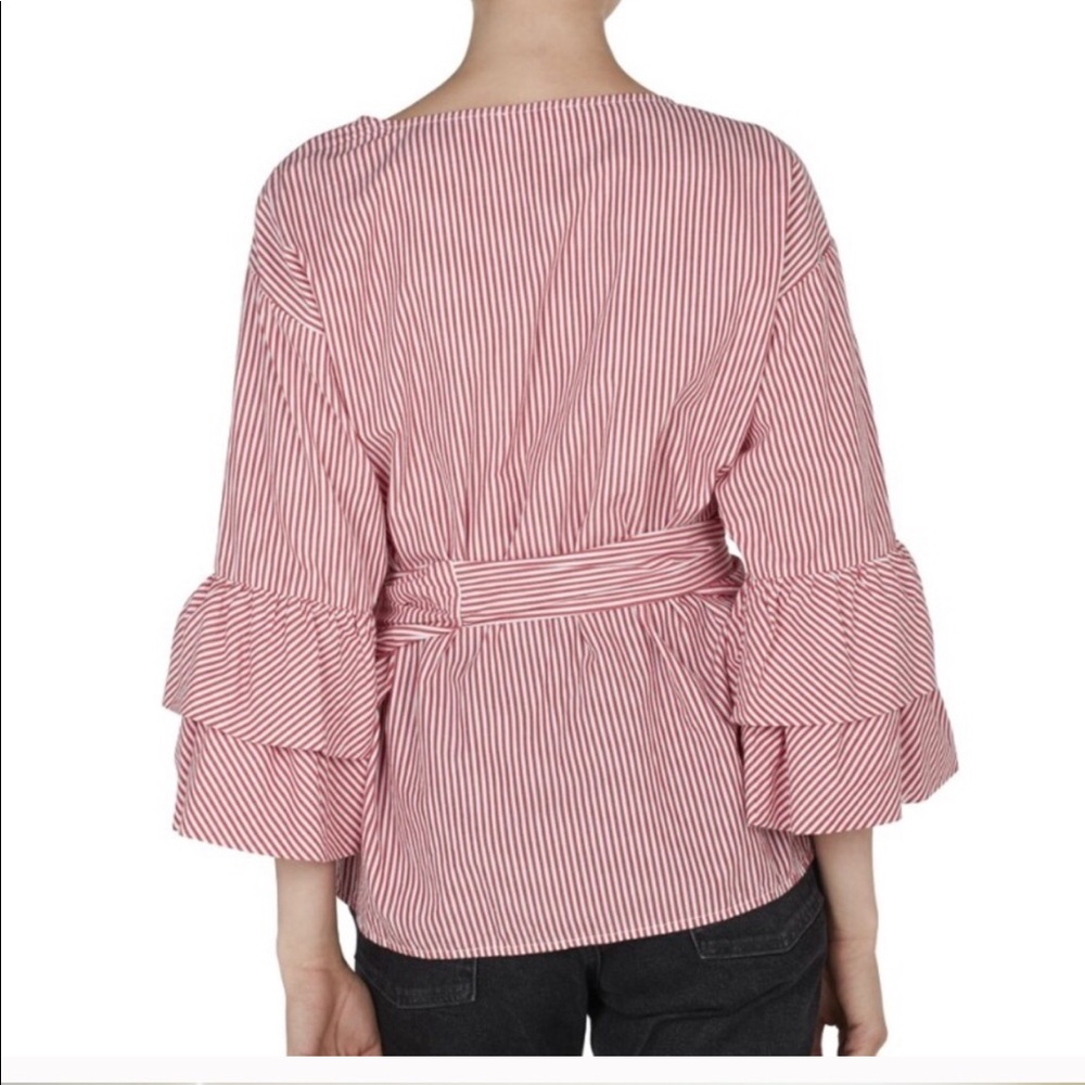 Beach lunch lounge Ariana Pinstripe Wrap Top - Picture 4 of 8